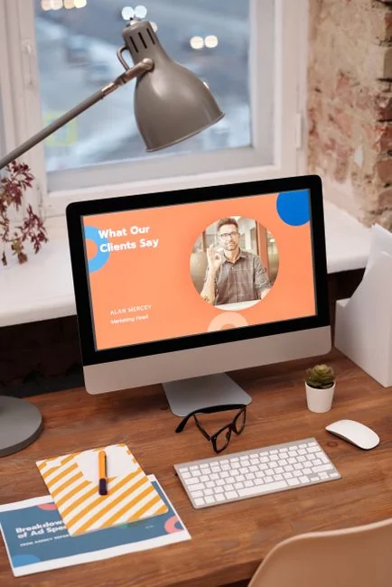 Sticky notes with holiday marketing ideas clipped to a wall grid.